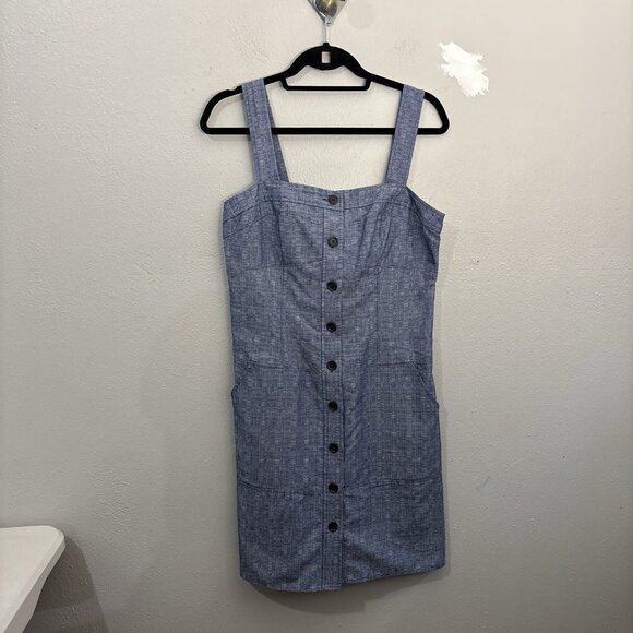 Derek Lam Chambray Indigo Short Button Down Dress Cotton Blend Size 8 - Picture 1 of 13